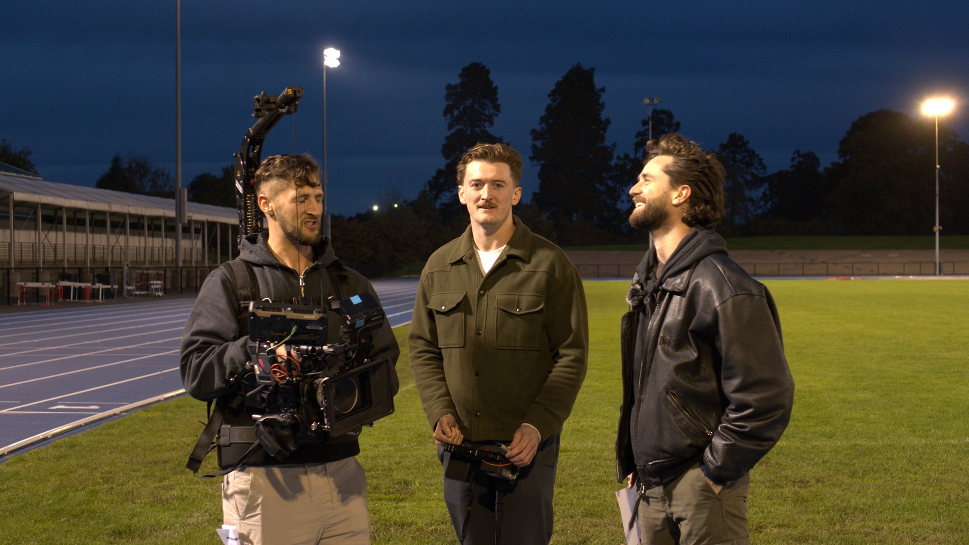 Talking it through on the grass as the light goes.